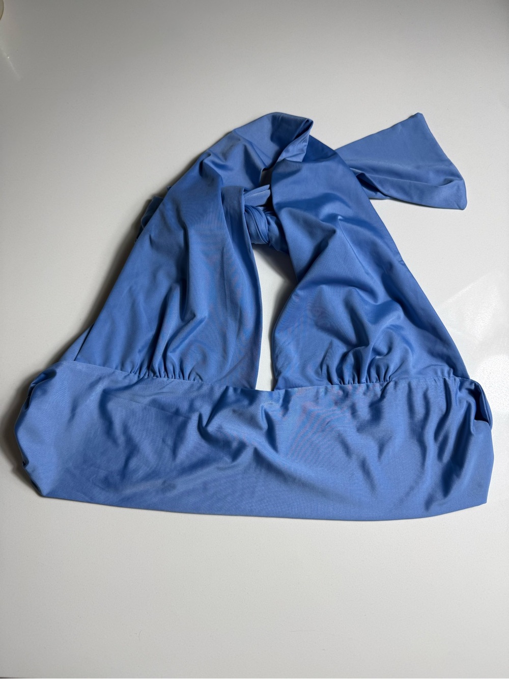 Princess Polly Blue Halter Tie Open Back Crop Top Size US 6‎